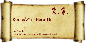 Korsós Henrik névjegykártya